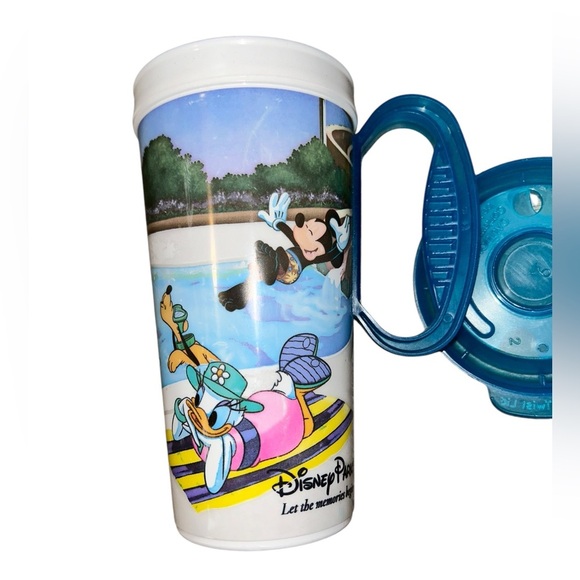 Vintage Disney Parks Tumbler with Lid | Poolside Fun Cup Mickey Minnie Mouse - Picture 4 of 6